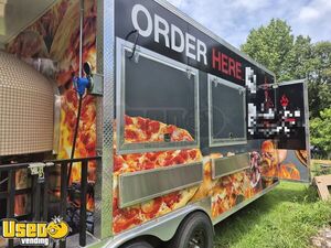 2025 8' x 16' Wood Fired Pizza Food Concession Trailer w/ Porch + Pro Fire System