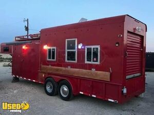 Used 24' Mobile Barbecue Food Trailer with Porch and Living Quarters