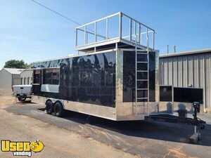 8.5' x 22' - 2017 Kitchen Food Concession Trailer V-Nose Extended Tongue w/ Observation Deck