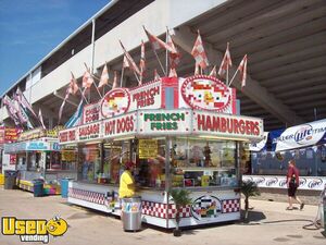 Full Turnkey Biz Schantz Hydraulic Carnival Food Trailer w/ Full Lighted Marquee + Truck