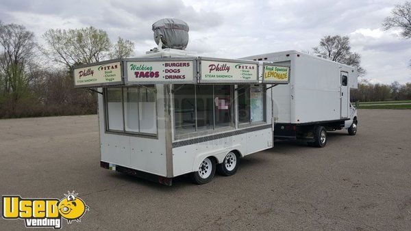 Well-Kept 8' x 12' Shortstop Food Concession Trailer with a 1999 Ford E450 Supple Truck with Sleeper