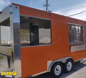 2021 8.5' x 18' Kitchen Food Concession Trailer with Porch and Pro Fire System