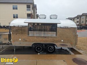 NEW - 2023 7' x 16' Concession Trailer Retro Chrome Style Mobile Street Vending Unit