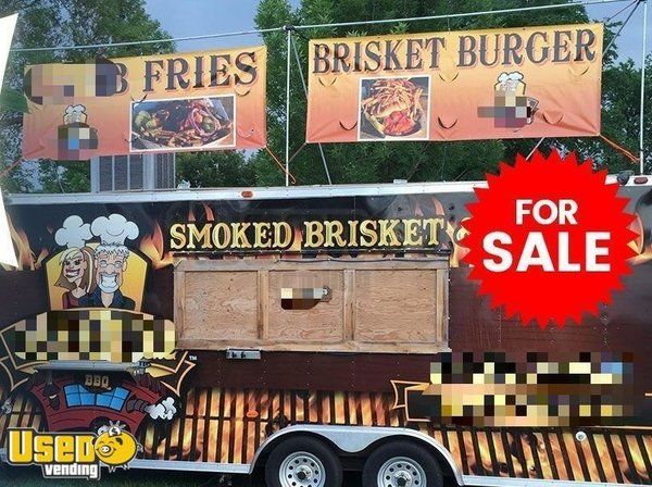 Solid 2012 - 8' x 25' Turnkey Ready Barbecue Concession Trailer with Porch