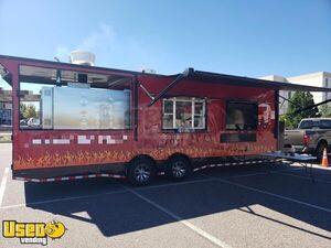 2020 - 8.5' x 28' Barbecue Food Concession Trailer with Bathroom and Porch